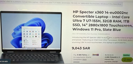 Riyadh, Computers, SAR 5000,  Hp Specter X360 2 In 1 Intel Core Ultra 7 U7-155H 32GB/1TB 2880x1800 Touch Slate Blue