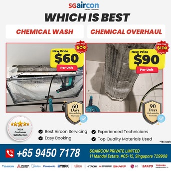 Singapore, Air Conditioners, SGD 60,  Aircon Chemical Wash Vs Chemical Overhaul