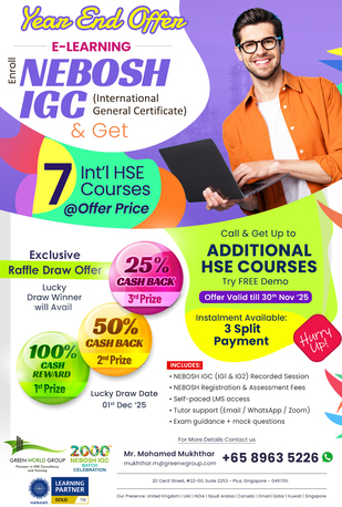 Singapore, Education, NEBOSH IGC E-Learning Course In Singapore &mdash; Exciting Year End Offers