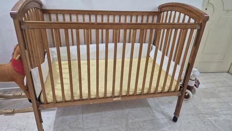 Al Aziziyah, Baby & Kid Stuff, SAR 150,  Baby Crib With Imported Mattress - Juniors Brand - Wood Finish