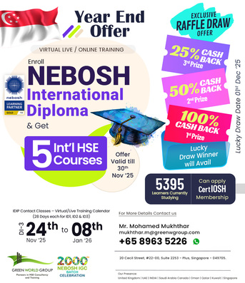 Singapore, Lessons Offered, NEBOSH IDIP Course In Singapore