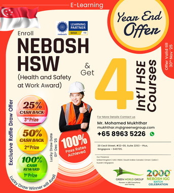 Singapore, Lessons Offered, NEBOSH HSW Course In Singapore &mdash; Exciting Year End Offers