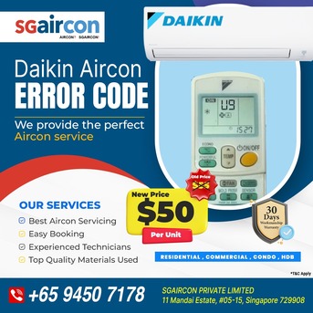Singapore, Air Conditioners, SGD 50,  Daikin Aircon Error Code