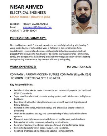 Riyadh, Job Seekers, Electrical Site Engineer