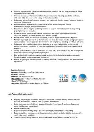 Islamabad, Job Seekers, Geotechnical Engineer/ Geologist