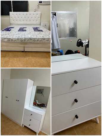 Jeddah, Furniture, SAR 17,  Complete Bedroom Set Jeddah | Double Bed + 4 Door Wardrobe + Dressing Table + 2 Side Table