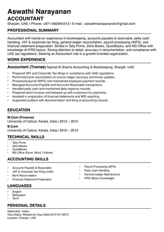 Sharjah, Job Seekers, Accountant