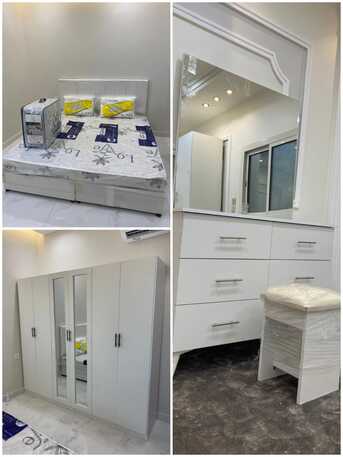 Jeddah, Furniture, SAR 23,  Complete Luxury Bedroom Set Jeddah | 6-Door Wardrobe + Double Bed + Dressing + SideTable