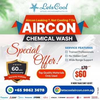 Singapore, Air Conditioners, SGD 60,  Aircond Chemical Wash