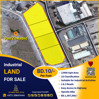  , BHD 1497000,  13908 Sq. Meter,  Industrial Land For Sale In Ras Zuwayed - BD 10/- Per Sq. Ft., 1