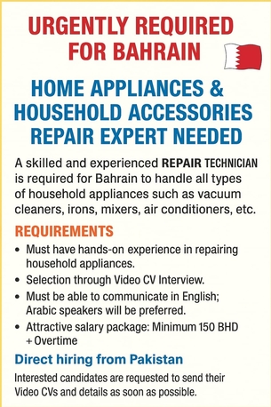 Manama, Jobs, Electrician Technician Electronics Home Applinces