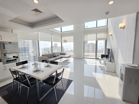 Juffair, Apartments/Houses, BHD 500/month,  Furnished,  1 BR,  Spectacular 1 BR Duplex | Bright & Huge Flat | Large Balcony | Great Facilities | In New J