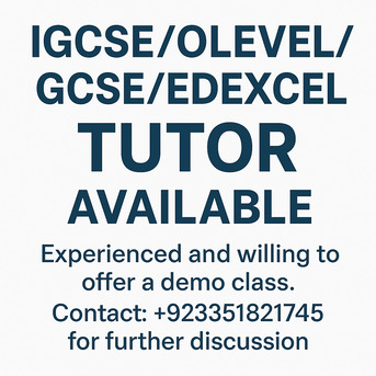 Islamabad, Lessons Offered, Offering Online Chemistry Lessons To Olevel/Edexcel/IGCSE Students