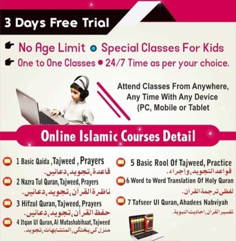 Islamabad, Lessons Offered, Quran Verses Online Institute