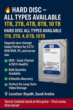 Manfouha, Computer, ✅ USED & NEW HDD FOR SALE IN RIYADH &ndash; 1TB, 2TB, 4TB, 8TB, 10TB AVAILABLE &ndash; BULK & RETAIL ✅