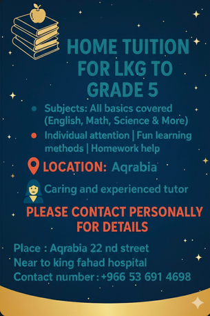 Khobar, Lessons Offered, Home Tution