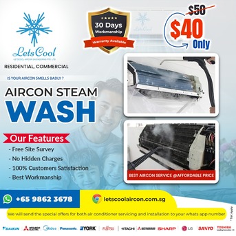 Singapore, Air Conditioners, SGD 40,  Aircon Steam Cleaning Singapore