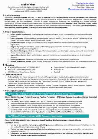 Riyadh, Job Seekers, 12+ Yrs Sr. Civil / Project Engineer | SCE Registered | ARAMCO & GCC Exp.|immediat Joining