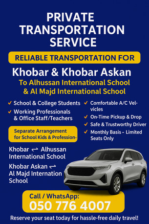 Khobar, Pick Up & Drop Off, 🛑 STOP THE STRESS! Your Daily Ride Is Here! (Limited Seats!)