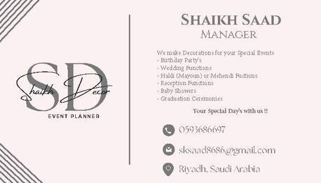 Riyadh, Event Planning, Wedding/Reception/Haldi/Birthdays Decor By SHAIKH DECORATION