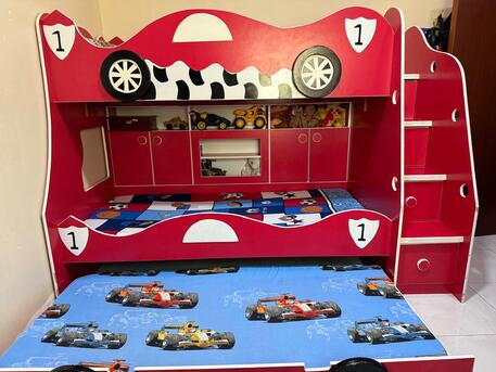 Jubail, Furniture, SAR 1800,  Triple Bunk Bed , Race Car Theme For Kids And Teenagers