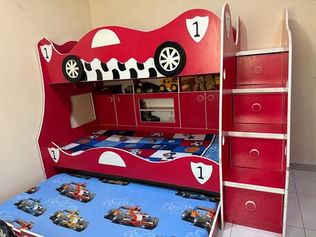 Jubail, Furniture, SAR 1800,  Triple Bunk Bed , Race Car Theme For Kids And Teenagers