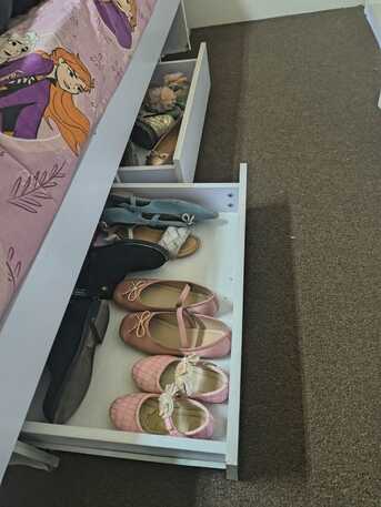 Al Naseem, Furniture, SAR 800,  Girl Beautiful Disney Bed Room Set Ikea Pink With Mirror, Book Rack , 4 Door Wardrobe