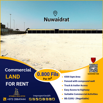 Sanad, Commercial Plots, BHD 5200,  6500 Sq. Meter,  Commercial Land For Rent In Nuwaidrat Near Highway 0.800 Fils Per Sqm