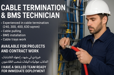 Riyadh, Job Seekers, Cable Termination & BMS Technician فني إنهاء كابلات وأنظمة BMS
