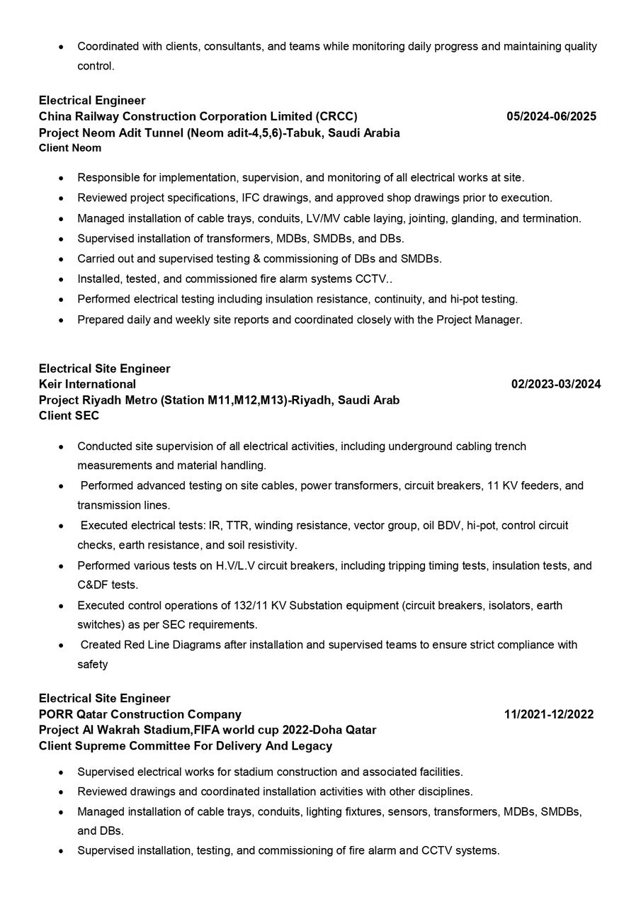 Riyadh, Job Seekers, Electrical Engineer || Electrical Site Engineer