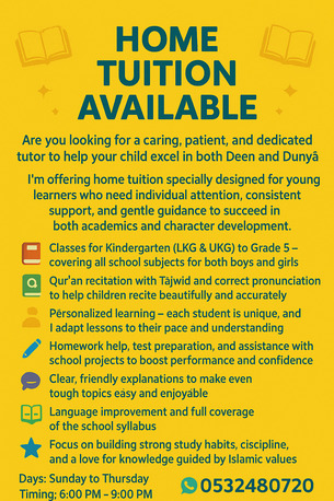 Jeddah, Education, Tuition Available In Mushirifa,Aziziyah