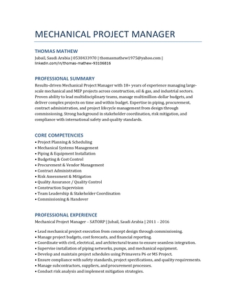 Jubail, Job Seekers, I Need Job For Project Manager