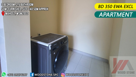 Mahooz, Apartments/Houses, BHD 350/month,  3 BR,  140 Sq. Meter,  Semi Furnished 3 Bedroom Apartment, Mahooz - BD 350 EWA Excl WSMZ002