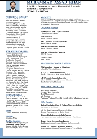 Islamabad, Job Seekers, Business Subjects Teacher