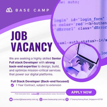 Singapore, Jobs, Hiring Full Stack Developer In Singapore - Base Camp Recruitment
