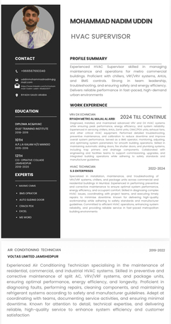 Riyadh, Job Seekers, HVAC SUPERVISOR