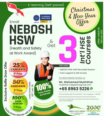 Singapore, Materials, SGD 1,  Festive NEBOSH HSW Offer With Exclusive HSE Course Benefits
