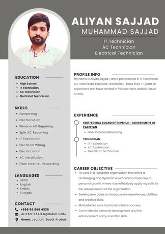 Jeddah, Job Seekers, I Am Currently Seeking A Job In Jeddah As An IT - AC Electrical Technician