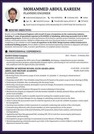 Khobar, Job Seekers, Planning Engineer