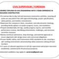 CIVIL SUPERVISOR / FOREMAN