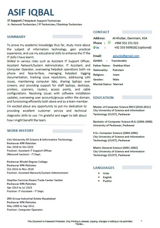 Jubail, Job Seekers, IT Technician / Desktop Technician