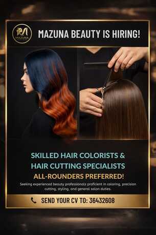 Tubli, Jobs, Looking For Professional Hair Cutting & Hair Styling Expert