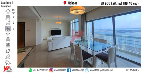 Mahooz, Apartments/Houses, BHD 650/month,  Furnished,  2 BR,  127 Sq. Meter,  Fully Furnished 2 Bedroom Apartment, Mahooz - BD 650 EWA Incl (BD 40 Cap) WSMZ005