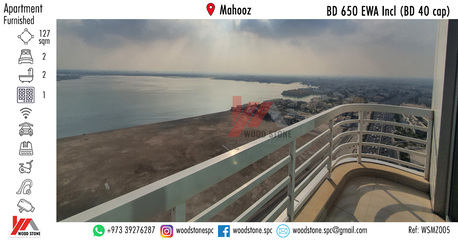 Mahooz, Apartments/Houses, BHD 650/month,  Furnished,  2 BR,  127 Sq. Meter,  Fully Furnished 2 Bedroom Apartment, Mahooz - BD 650 EWA Incl (BD 40 Cap) WSMZ005