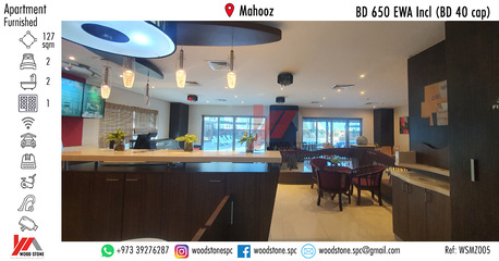 Mahooz, Apartments/Houses, BHD 650/month,  Furnished,  2 BR,  127 Sq. Meter,  Fully Furnished 2 Bedroom Apartment, Mahooz - BD 650 EWA Incl (BD 40 Cap) WSMZ005