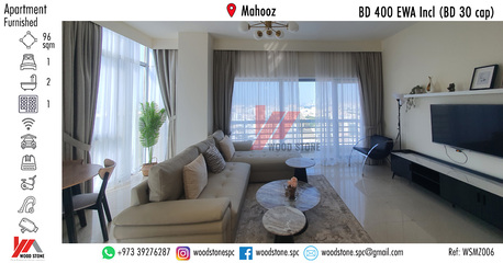 Mahooz, Apartments/Houses, BHD 400/month, Furnished, 1 BR, 96 Sq. Meter, Fully Furnished 1 Bedroom Apartment, Mahooz - BD 400 EWA Incl (BD 30 Cap) WSMZ006