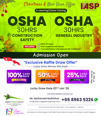Singapore, Materials, SGD 1,  OSHA 30 Hours Training Online In Singapore