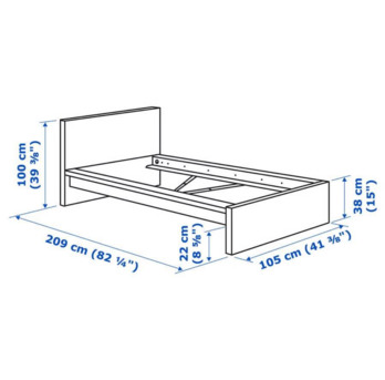 Riyadh, Furniture, SAR 200,  IKEA MALM Bed Frame, High, Black-brown/Lur&ouml;y, 90x200 Cm