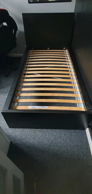 Riyadh, Furniture, SAR 200,  IKEA MALM Bed Frame, High, Black-brown/Lur&ouml;y, 90x200 Cm