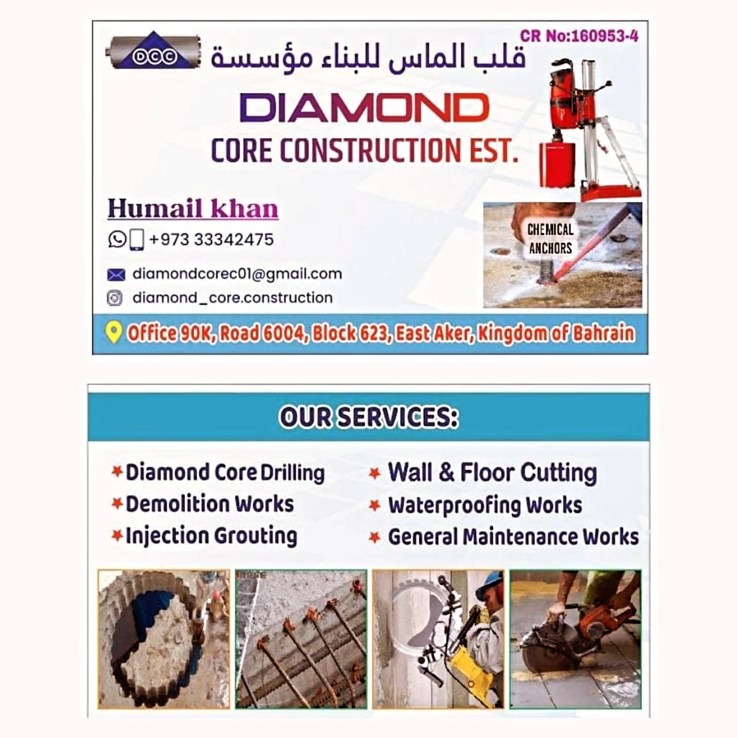 Manama, Construction, Diamond Core Cutting And Concrete Slab Cutting Works